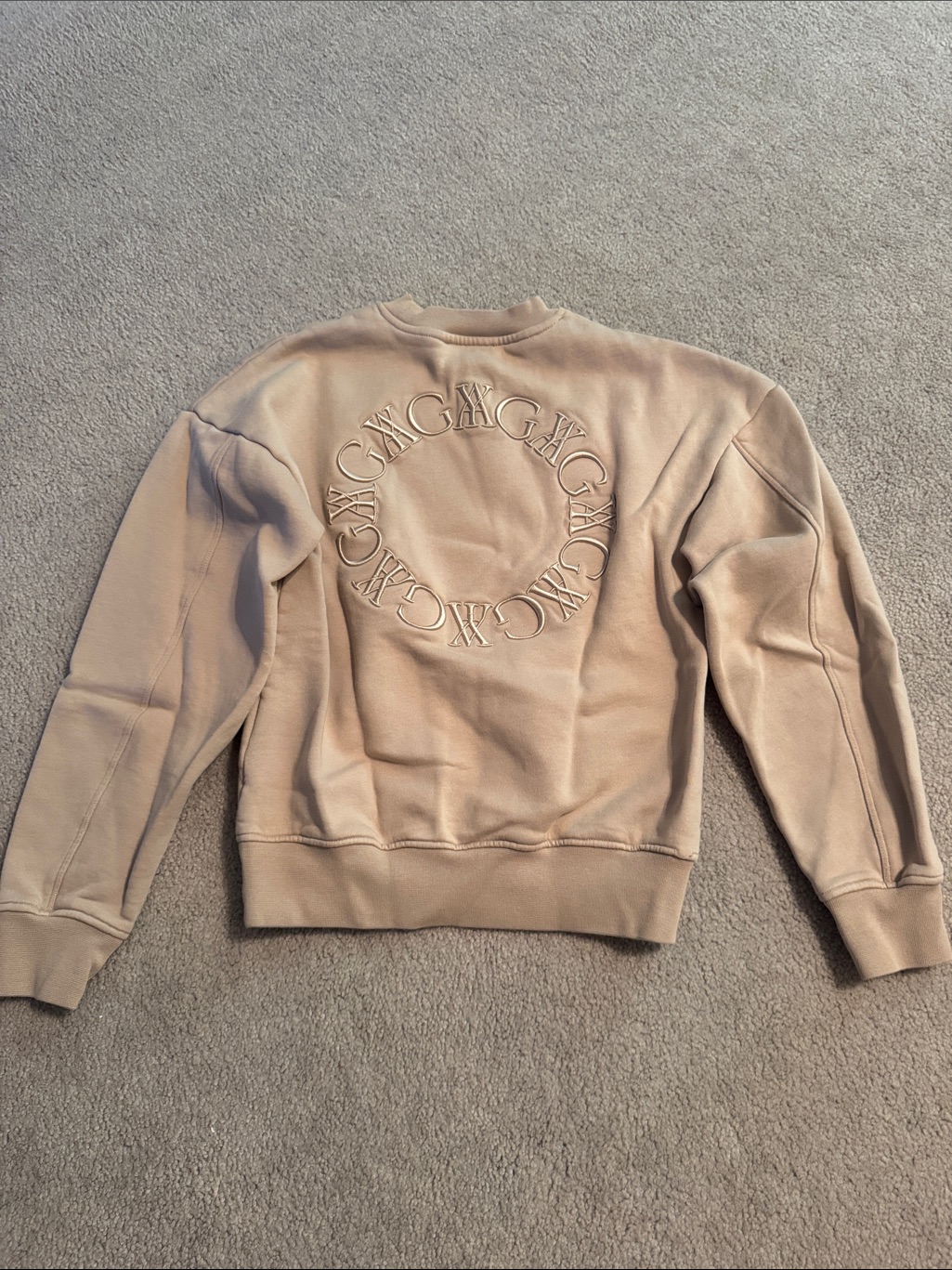 Yagya Equestrian Beige Embroidered Logo Crewneck Sweatshirt